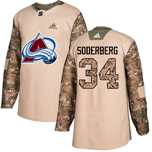 Adidas Avalanche #34 Carl Soderberg Camo Authentic Veterans Day Stitched NHL Jersey